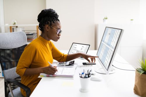 Women budgeting on her computer